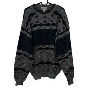 Vintage City Streets Pullover Tribal Pullover Grandpa Knit Sweater Size Large